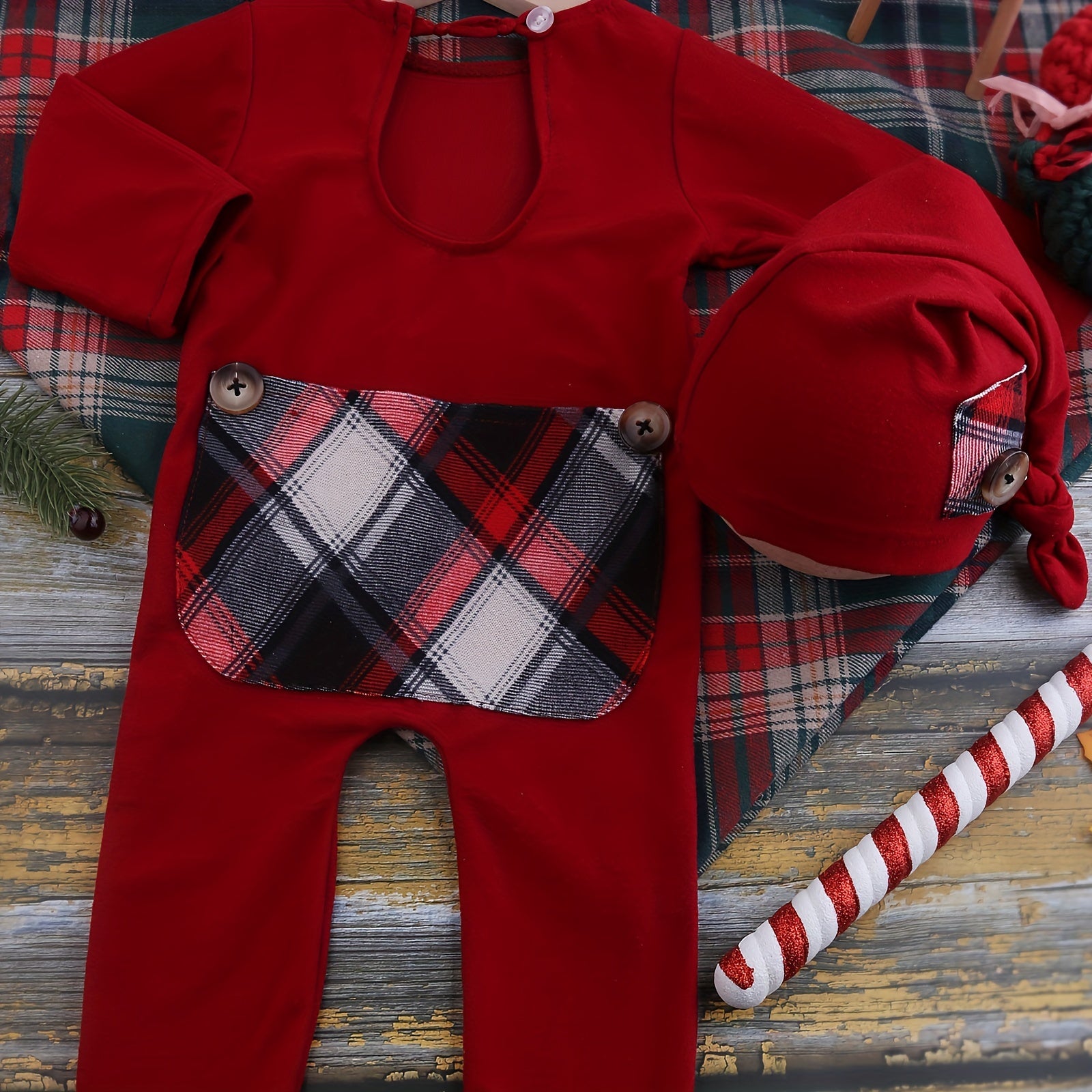 Newborn Christmas Photo Shooting Set Baby Romper Photography Costume