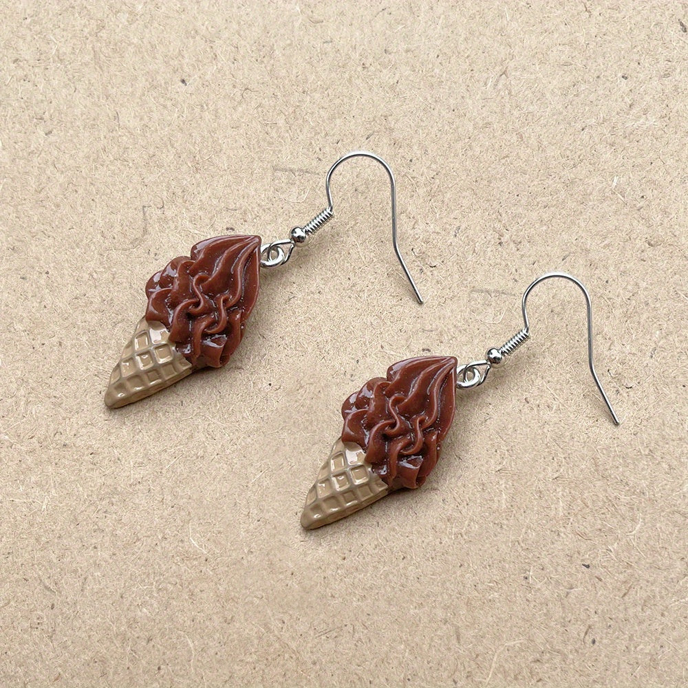 Ice Cream Resin Drop Dangle Earrings Food Accessories For Women