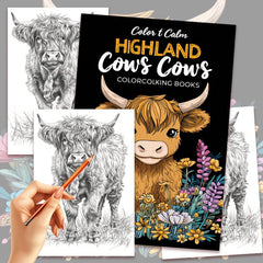 Highland Cow Coloring Book Thickened Paper 22 Pages