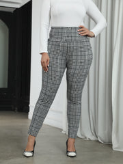  Plaid Print High Rise Skinny Trousers