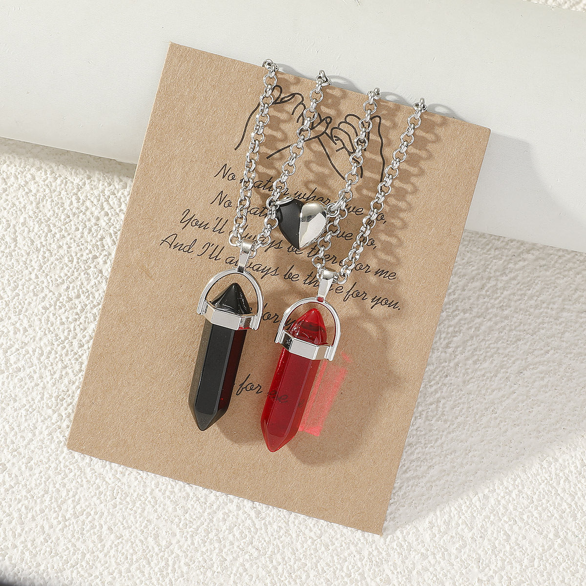 2pcs Couple Natural Stone Crystal Pendant Magnet Necklace Set Gift