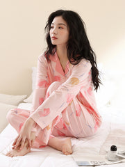 Floral Print Pajama Set Long Sleeve Top & Pants