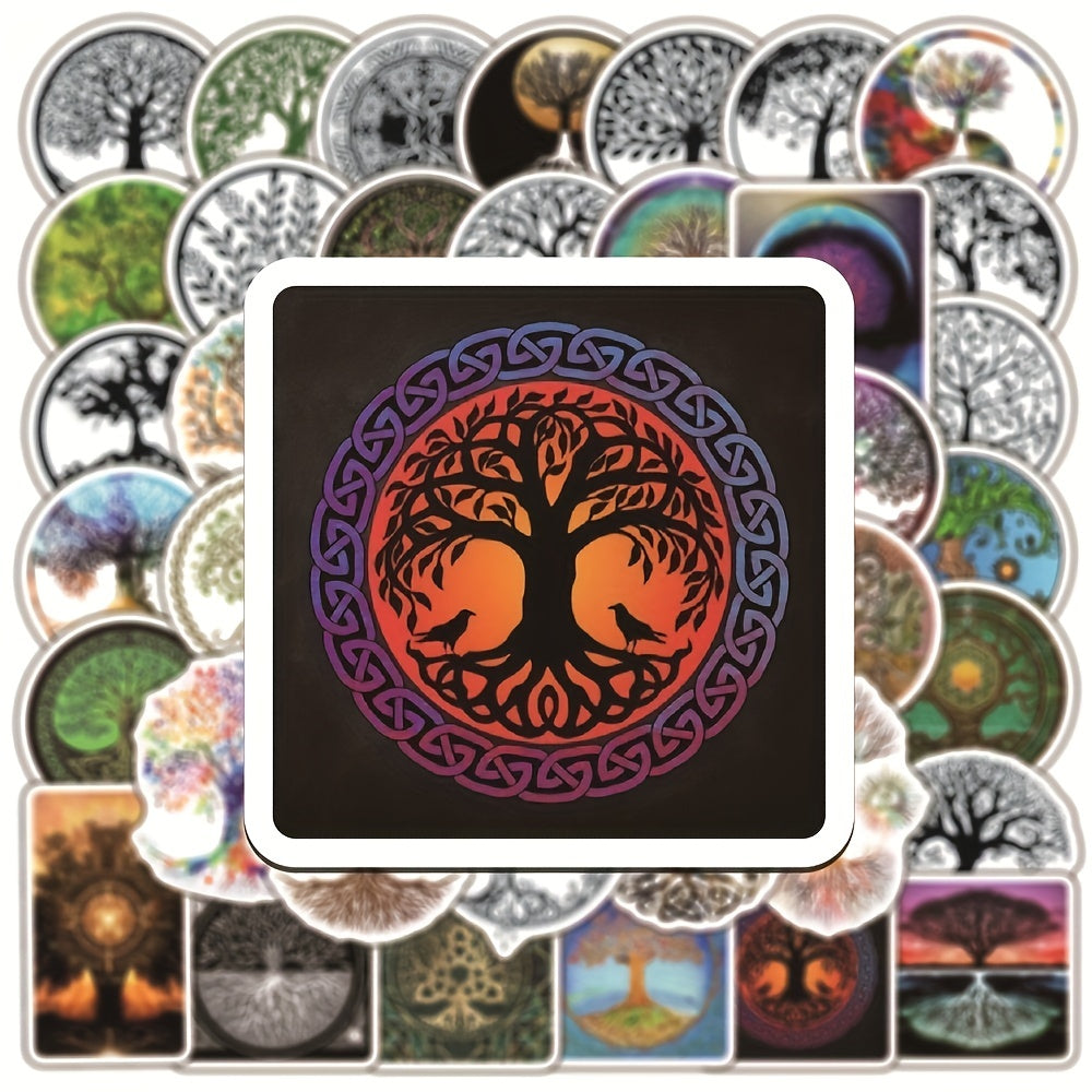 50Pcs Tree Of Life Totem Series Waterproof Graffiti Stickers DIY Creative Decor