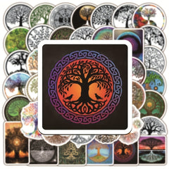 50Pcs Tree Of Life Totem Series Waterproof Graffiti Stickers DIY Creative Decor