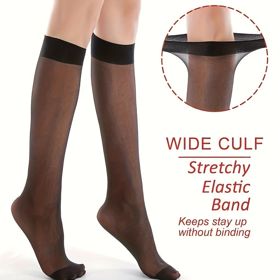 6 Pairs Solid Knee High Socks Women's Stockings