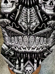 Men's Skull Graphic Active Drawstring Shorts for Summer