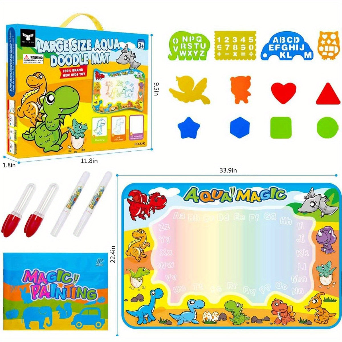 Dinosaur Water Doodle Mat for Kids Ages 3-8