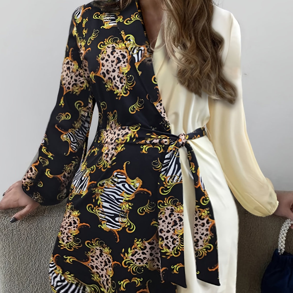 Dress Women's Plus Lapel Collar Mini Dress