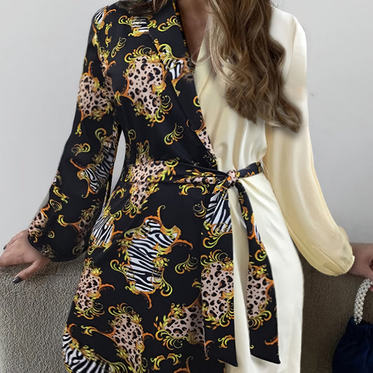  Dress Women's Plus Lapel Collar Mini Dress