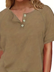  Solid Button Up Short Sleeve Top & Drawstring Shorts Set