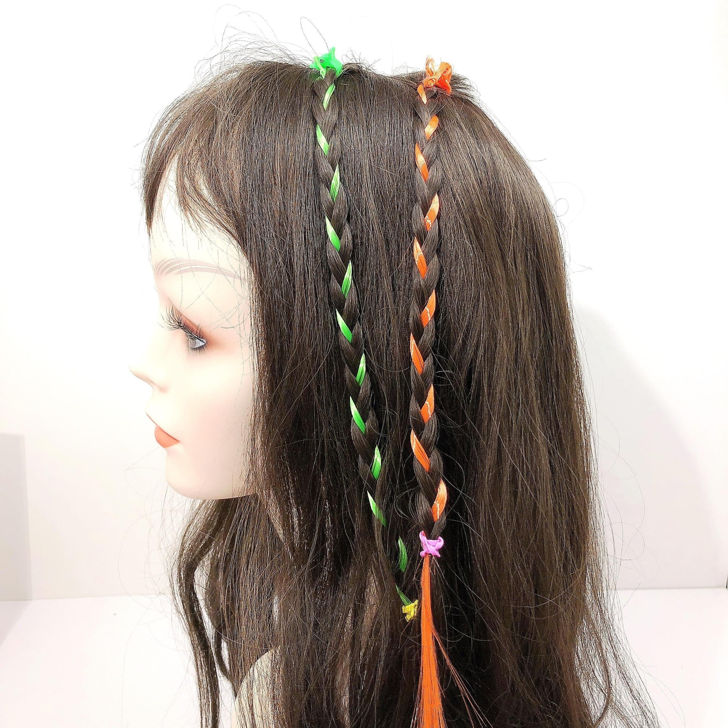 12pcs Rainbow Braids Long Wigs Holographic Braid Ponytail