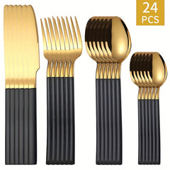 24pcs Stainless Steel Cutlery Set Coffee Spoon Salad Fork Milk Spoon