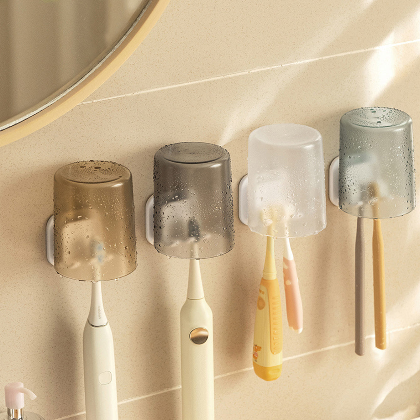 Kids Wall Mounted Toothbrush Holder with Suction Pad