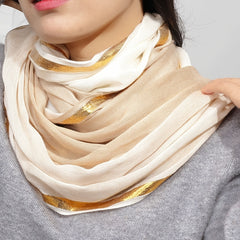 Rayon Casual Scarf Solid Golden & Silver Stripe Tassel Headwrap