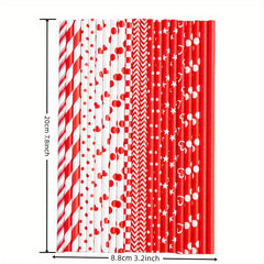 25pcs Random Party Decoration Beverage Straws Red Series Straws