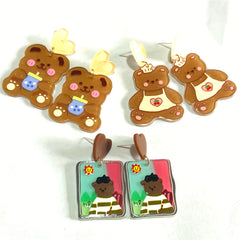 3 Pairs Bear Stud Earrings Set for Girls