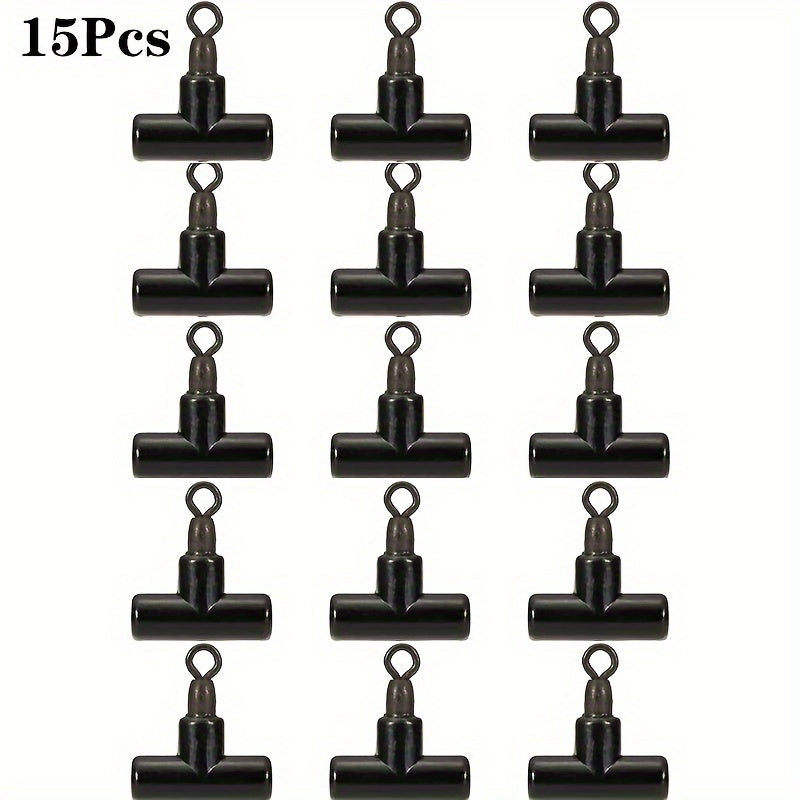 15pcs T Swivel Ring Fishing Connectors Rig Beads Hair Tackle Accessory