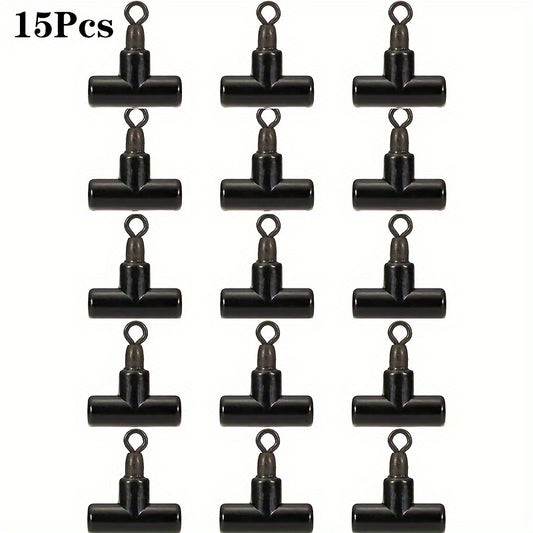 15pcs T Swivel Ring Fishing Connectors Rig Beads Hair Tackle Accessory
