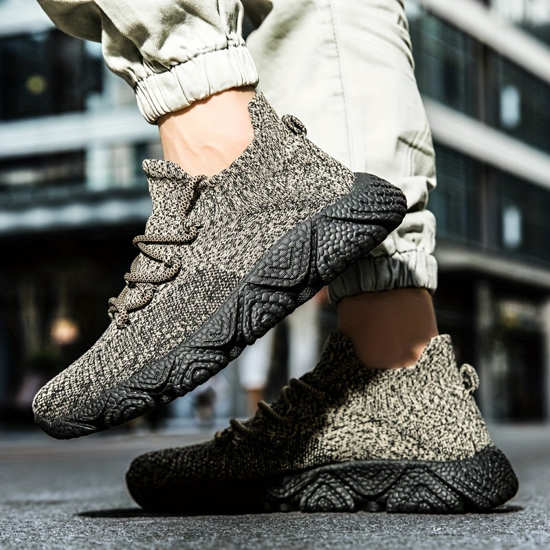 Men's Breathable Woven Knit Cushioned Shoes Lightweight Outdoor Sneakers