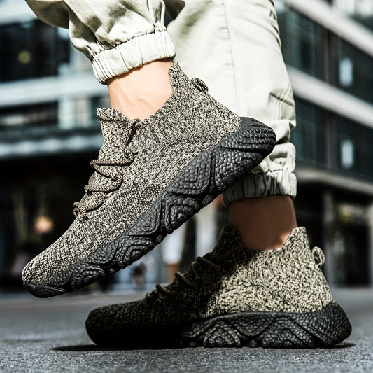 Men's Breathable Woven Knit Cushioned Shoes Lightweight Outdoor Sneakers
