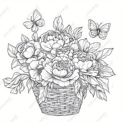 HQY Deluxe Peony Painting Coloring Book 22 Pages
