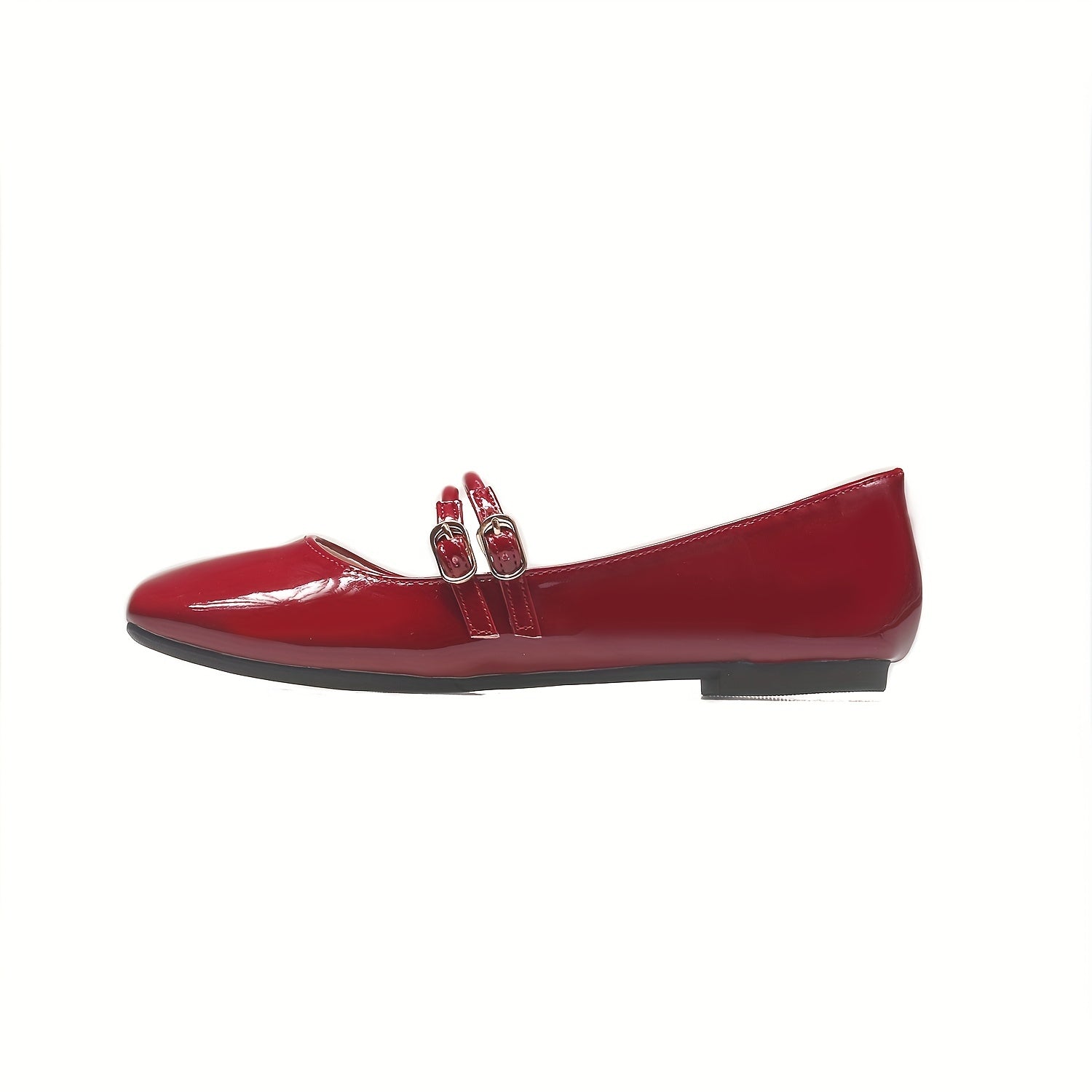 Women's Square Toe Double Buckle Mary Jane Shoes