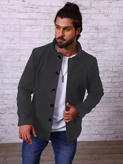 Men's Fleece Coat Lapel Casual Jacket Outdoor Activities