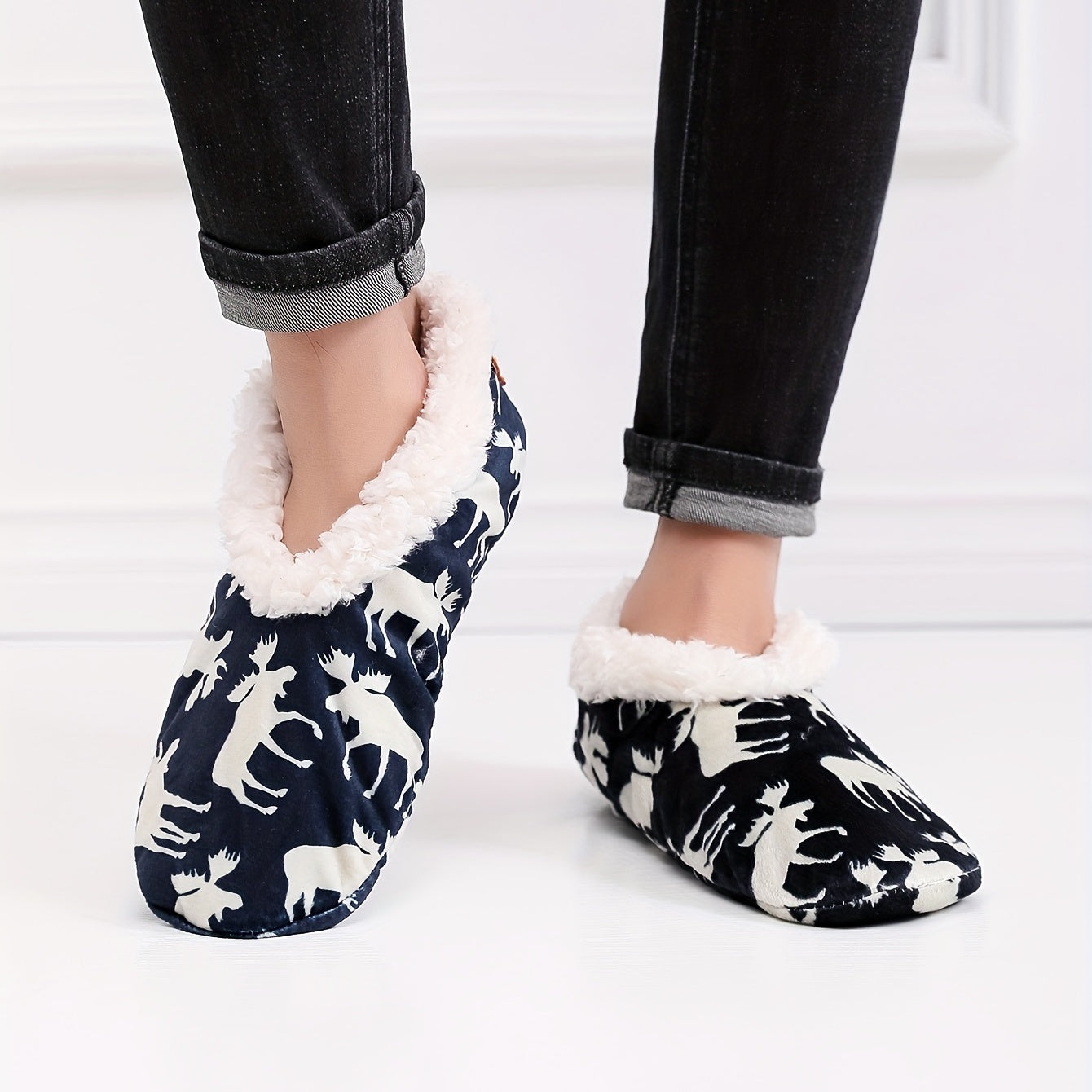 Cozy Deer Slippers for Men Winter Shoes