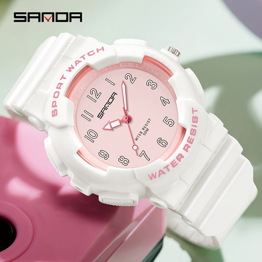 SANDA Unisex Sport Watch 5ATM Shock Resistant Mint Green TPU Str