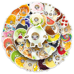 50pcs Funny Cat Head Stickers in Various Colors Self Adhesive Vinyl Decals