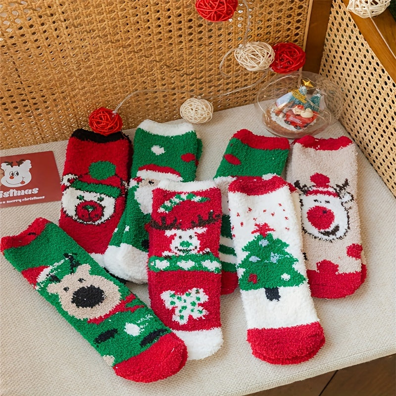 7 Pairs Christmas Socks Fuzzy & Comfy Women's Stockings