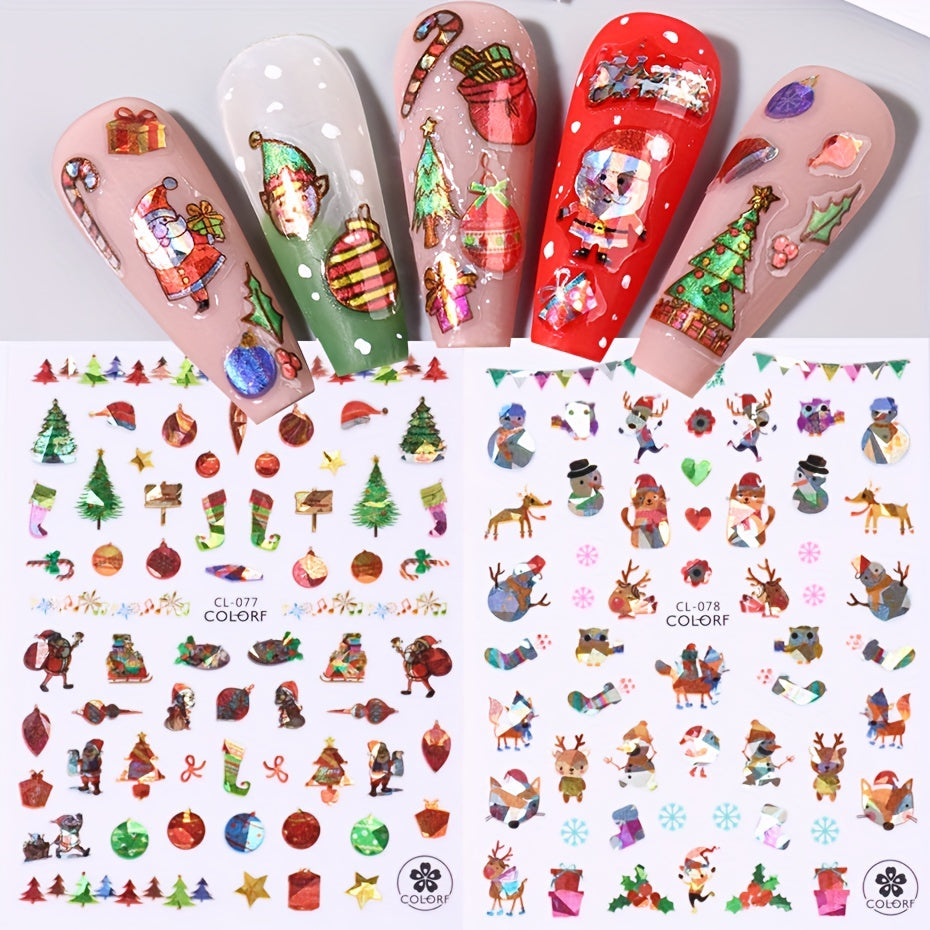 3D Christmas Nail Art Sticker Green Christmas Tree Self Adhesive Sliders