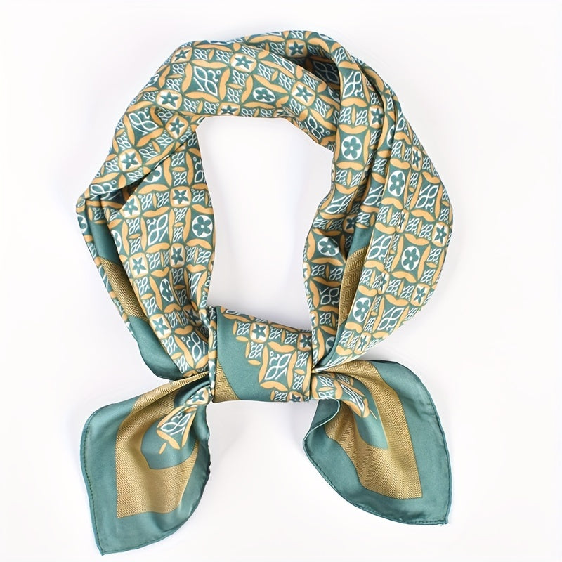 Geometric Floral Bandana Silk Scarf Solid Satin Shawl Neckerchief