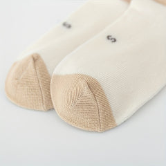 5 Pairs Kids Cartoon Bear Lace Crew Socks For Girls Khaki Short Tube All Season