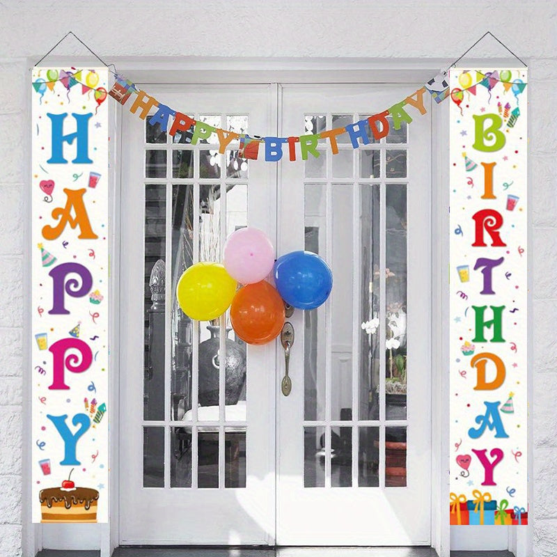 Happy Birthday Porch Sign Door Banner Cake Balloon Party Supplies