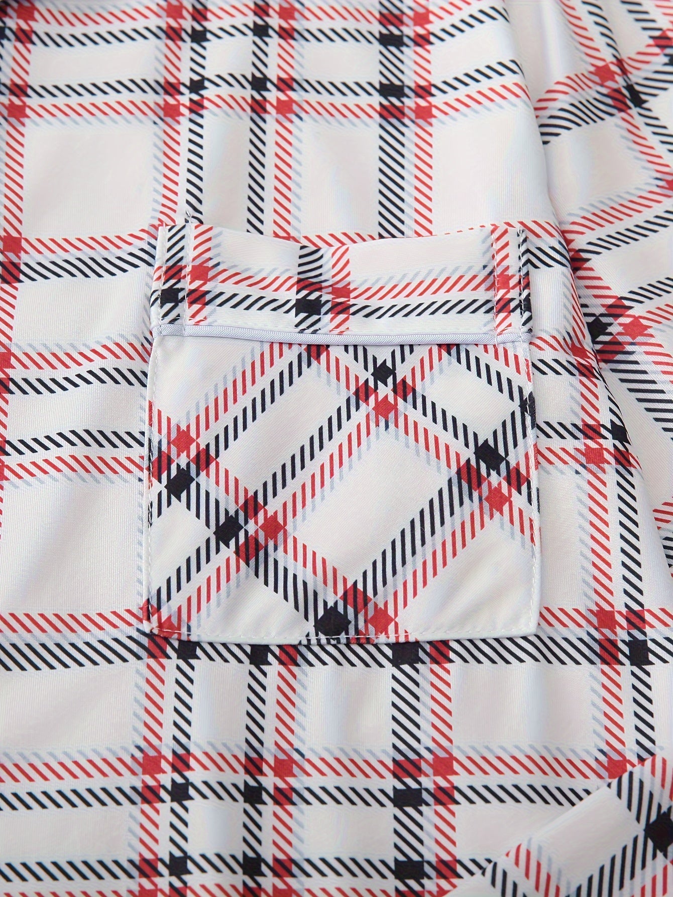 Plaid Pajama Set Long Sleeve Top & Pants