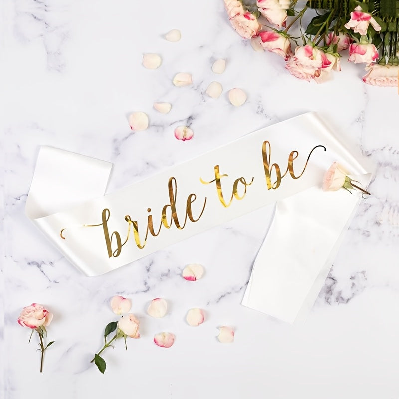 TEAM BRIDE Rose Golden Sash Romantic Bridesmaid Shoulder Ribbon
