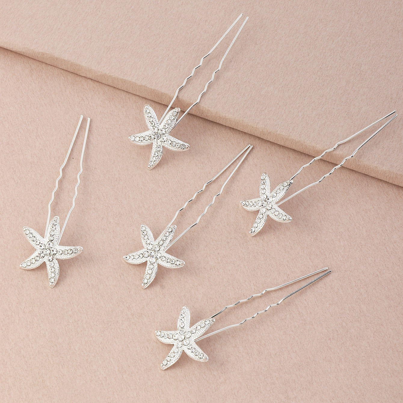 Starfish Bride Hair U pin Rhinestone Alloy Hairpin 5pcs Set