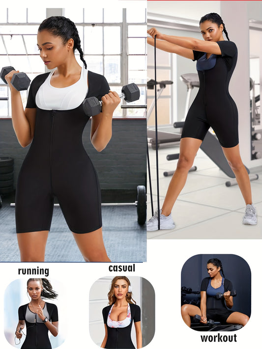 Women's Body Slimming Sauna Jumpsuit with Zipper