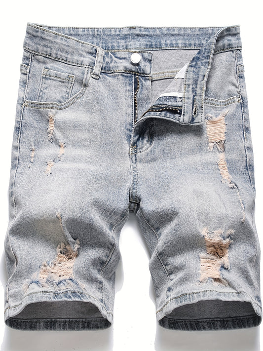 Men's Distressed Denim Shorts High Stretch