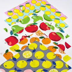 6pcs Fruit Series Small Square Cloth Sewing Patchwork Orange Lemon Pattern
