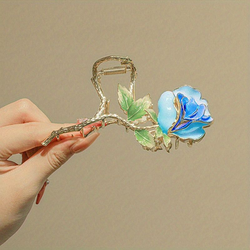 Flower Shape Hair Claw Metal Shark Claw Large Ponytail Holder