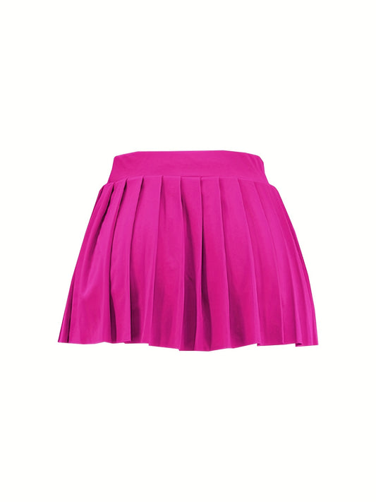 Pleated Solid Mini Skirt Sexy Skirt For Spring & Summer Women's Clothing
