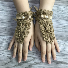 Vintage Hand knit Knitted Gloves Crochet Gloves Solid Gloves Boho Style
