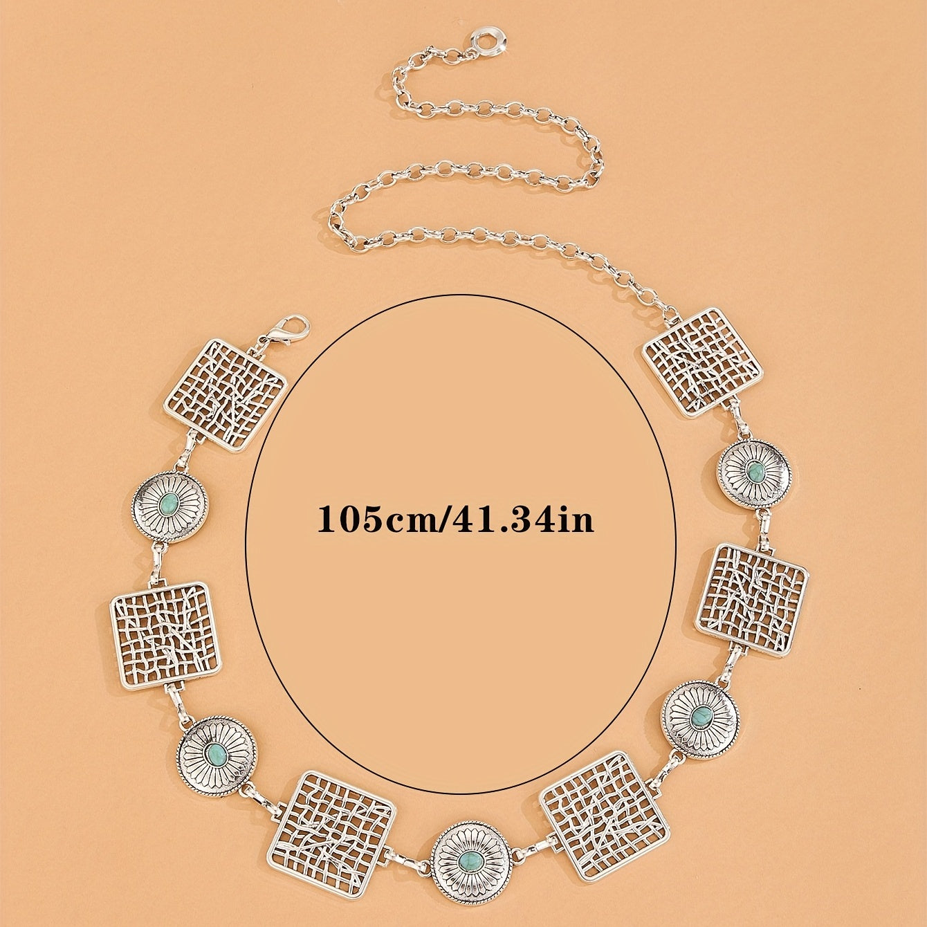 Boho Western Turquoise Disc Waist Chain Body Chain