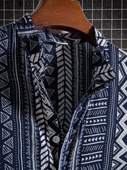 Men's Bohemian Style Ethnic Lapel Short Sleeve Button Up Shirt