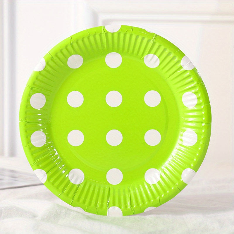 10pcs Colorful Polka Dot Paper Plates - Round Disposable Tableware