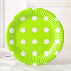 10pcs Colorful Polka Dot Paper Plates - Round Disposable Tableware