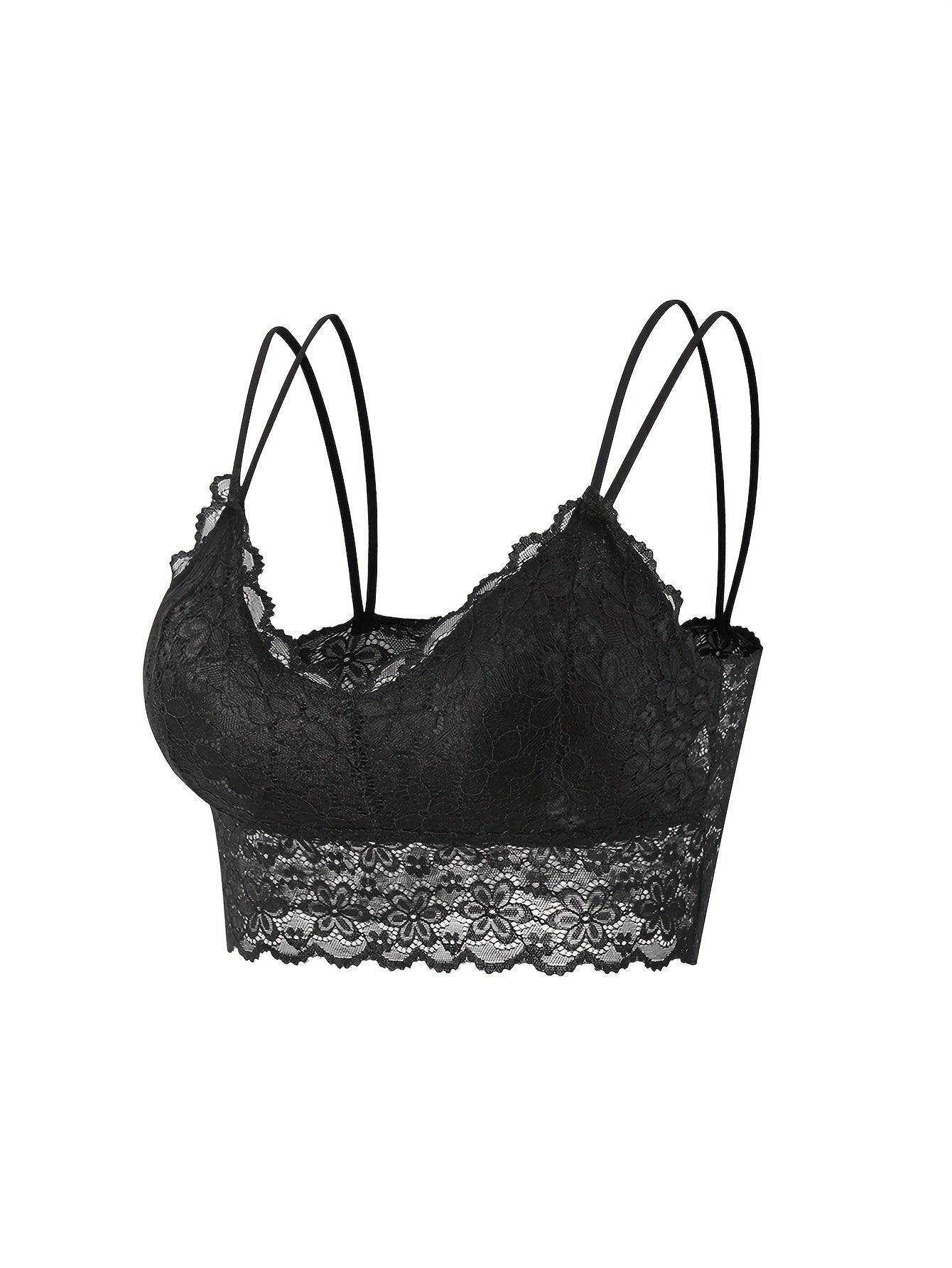 2pcs Lace Wireless Bras Comfy & Breathable Double Straps Lingerie Underwear