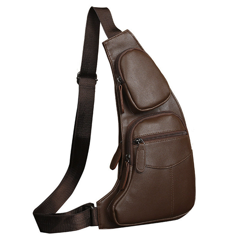Leather Sling Bag Crossbody Backpack For Men Women Travel Outdoor Sports